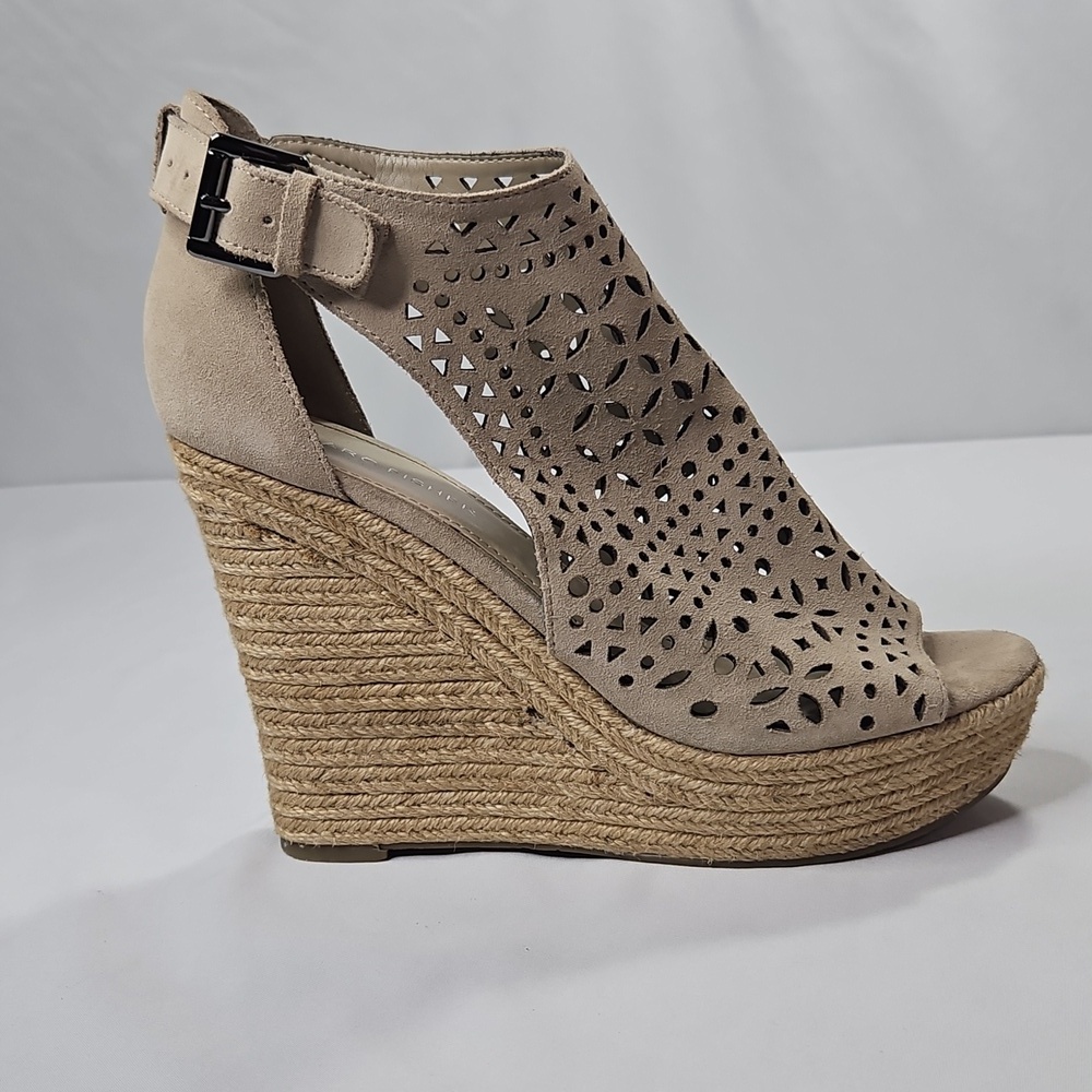 Marc Fisher Women's Helda Gray Suede Wedge Sandals Size 9